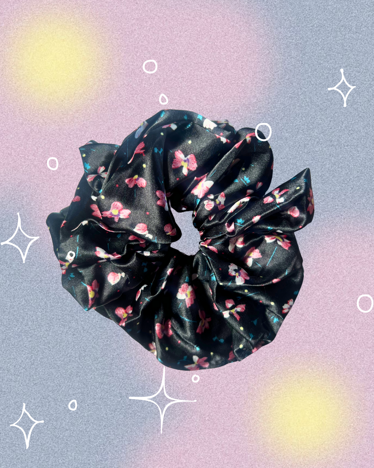 floral oversized scrunchie - black