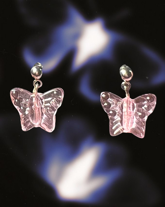 pink butterfly earrings