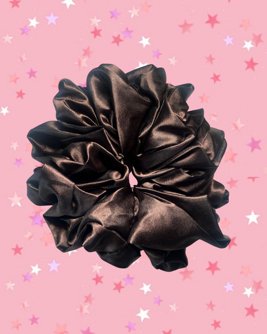 satin oversized scrunchie - dark brown
