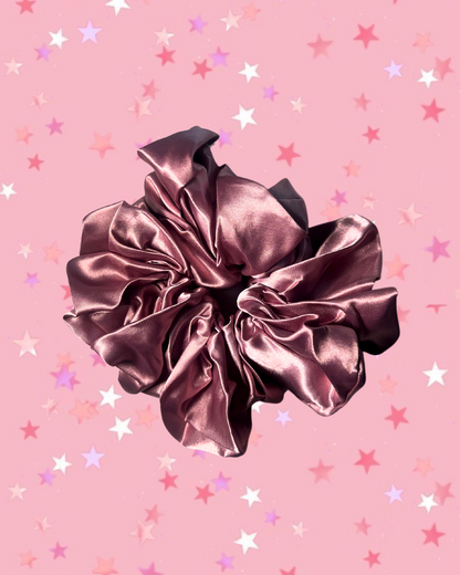 satin oversized scrunchie - dark brown