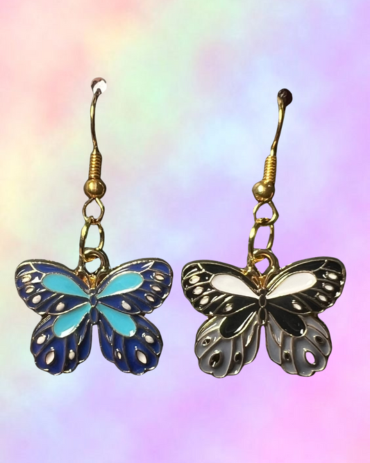 butterfly mismatched earrings