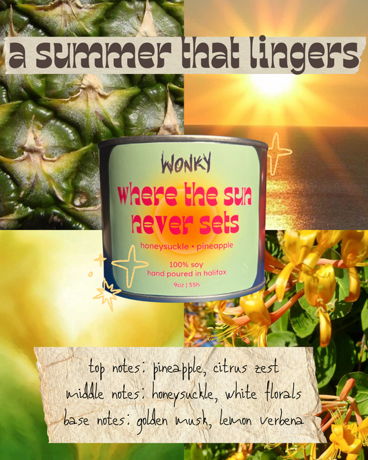 where the sun never sets tin candle