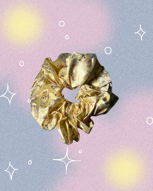floral oversized scrunchie- butter yellow