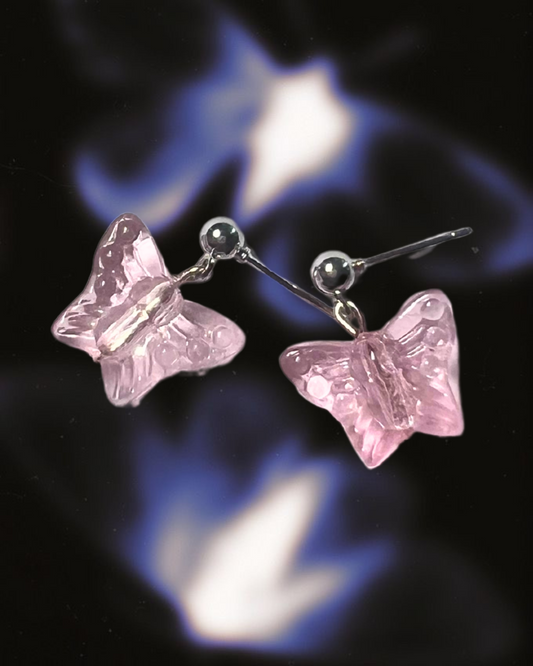 pink butterfly earrings
