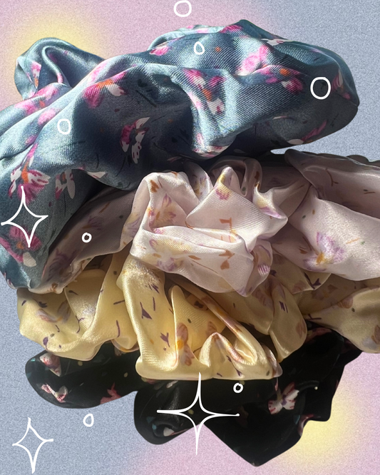 floral oversized scrunchie - black