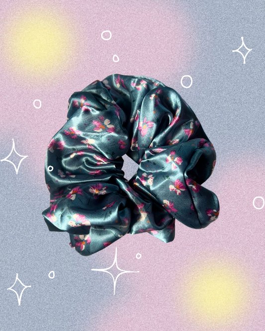 floral oversized scrunchie - teal