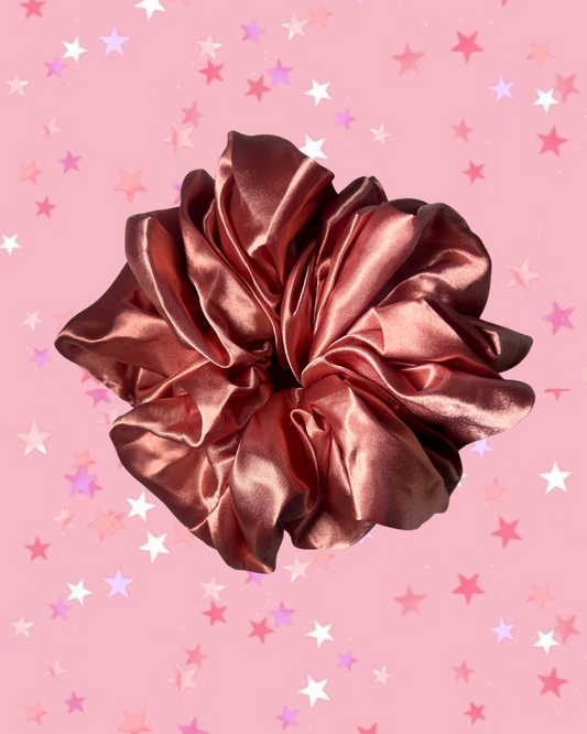 satin oversized scrunchie -coral